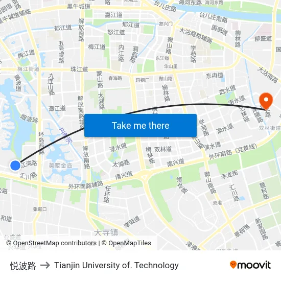 Yuebo Road to Tianjin University of Technology map