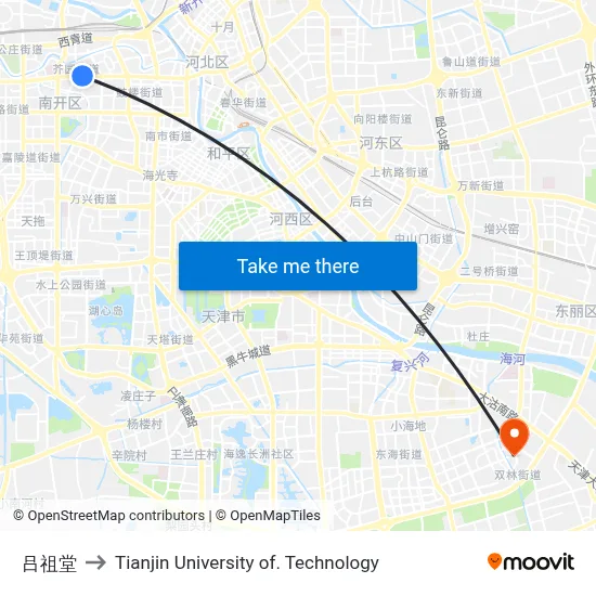Luzutang to Tianjin University of Technology map