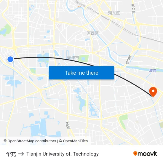 Huayuan to Tianjin University of Technology map