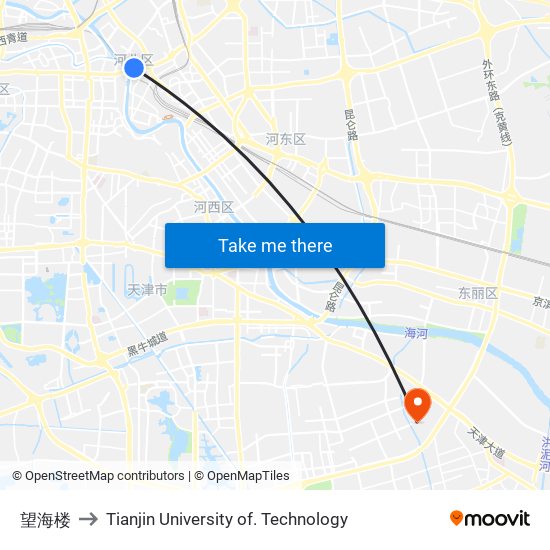 望海楼 to Tianjin University of. Technology map