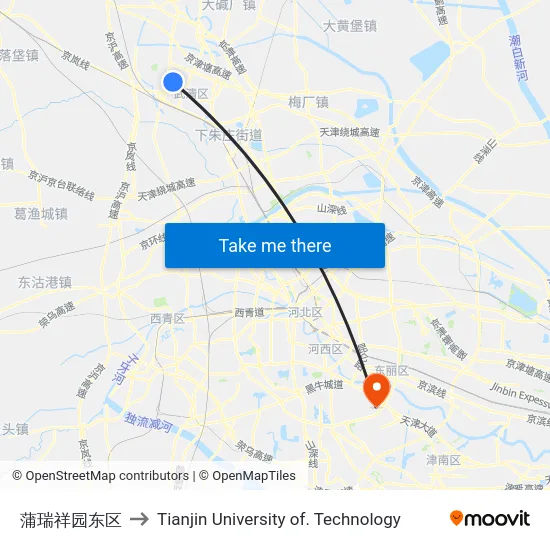 蒲瑞祥园东区 to Tianjin University of. Technology map
