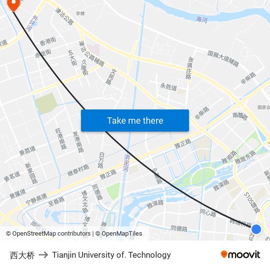 西大桥 to Tianjin University of. Technology map