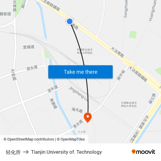 轻化所 to Tianjin University of. Technology map