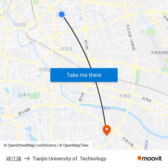 靖江路 to Tianjin University of. Technology map