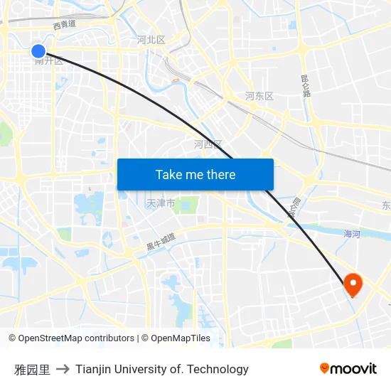 雅园里 to Tianjin University of. Technology map