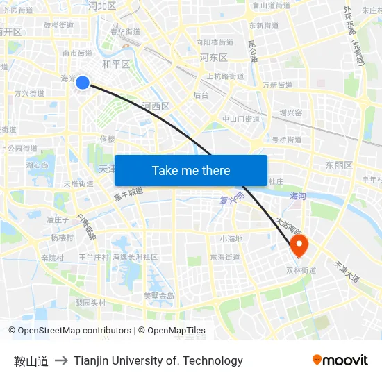 Anshan Road to Tianjin University of Technology map