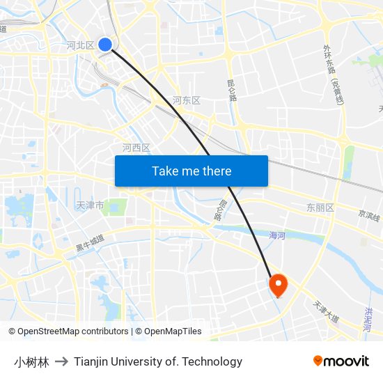 小树林 to Tianjin University of. Technology map