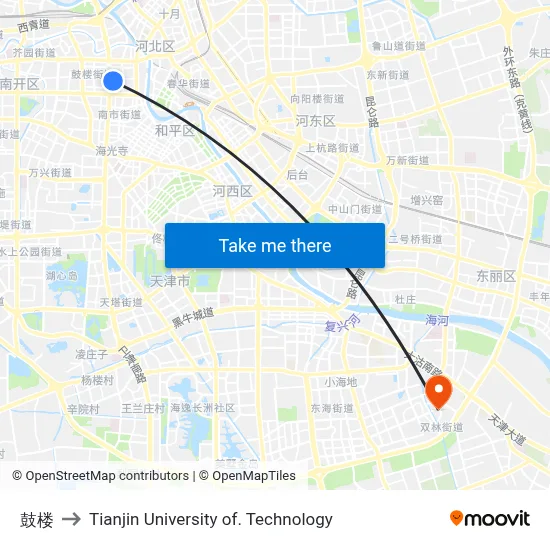 Drum Tower to Tianjin University of Technology map