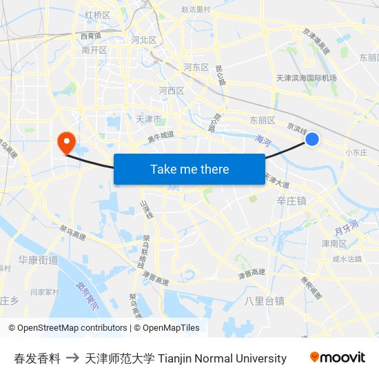 春发香料 to 天津师范大学 Tianjin Normal University map