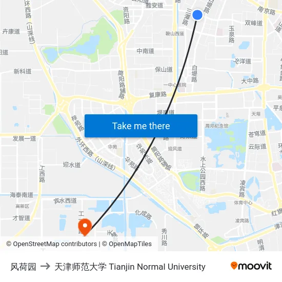 风荷园 to 天津师范大学 Tianjin Normal University map
