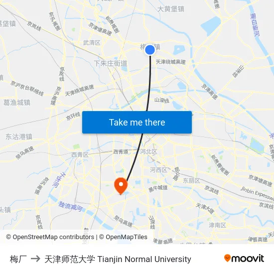 梅厂 to 天津师范大学 Tianjin Normal University map