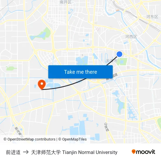 前进道 to 天津师范大学 Tianjin Normal University map