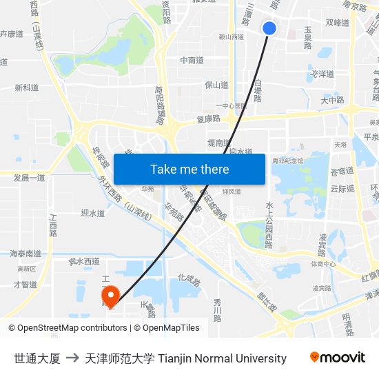 世通大厦 to 天津师范大学 Tianjin Normal University map