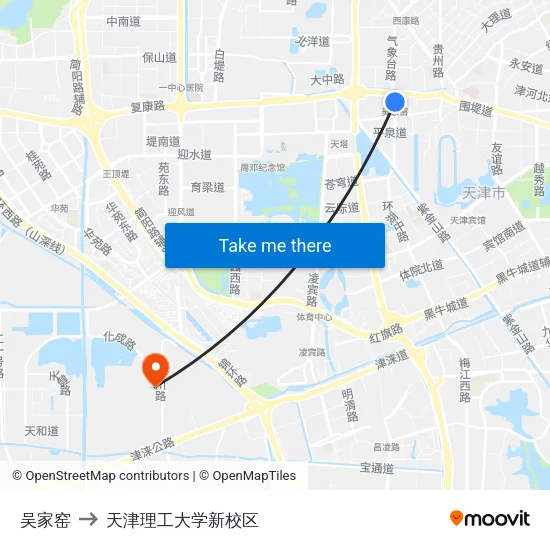 吴家窑 to 天津理工大学新校区 map