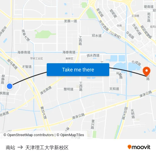 南站 to 天津理工大学新校区 map