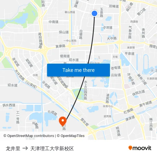 龙井里 to 天津理工大学新校区 map
