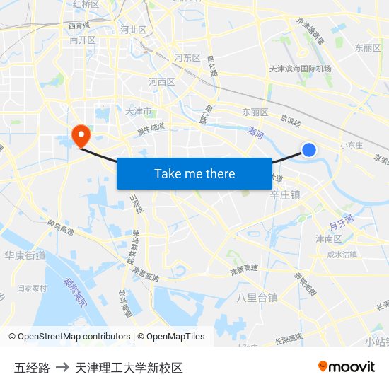 五经路 to 天津理工大学新校区 map