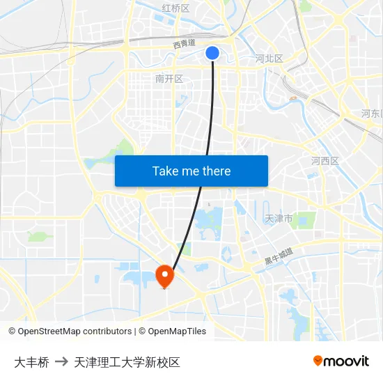 大丰桥 to 天津理工大学新校区 map