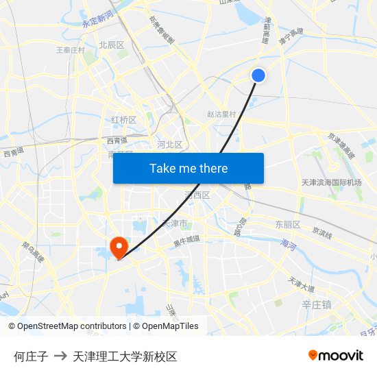 何庄子 to 天津理工大学新校区 map