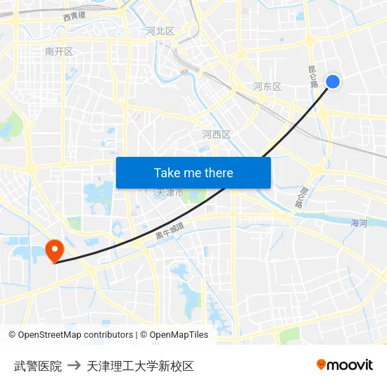 武警医院 to 天津理工大学新校区 map