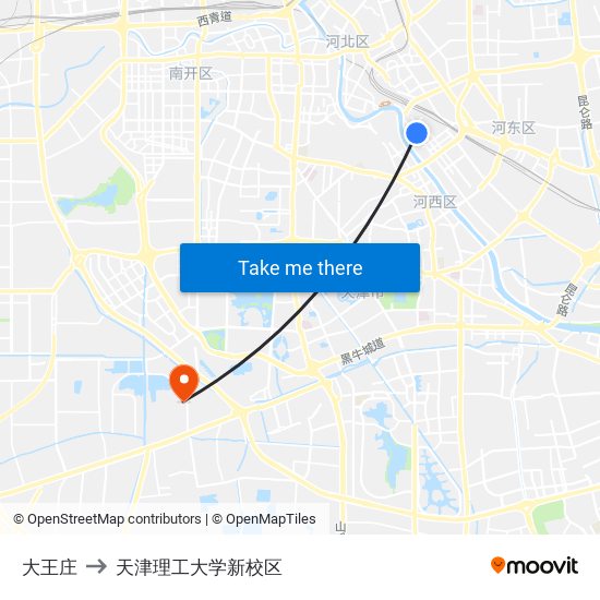 大王庄 to 天津理工大学新校区 map