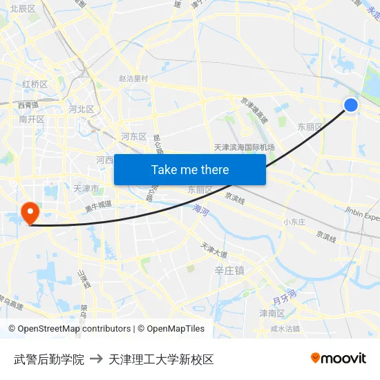 武警后勤学院 to 天津理工大学新校区 map