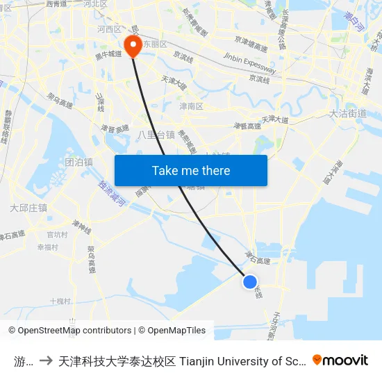 游泳馆 to 天津科技大学泰达校区 Tianjin University of Science and Technology (TEDA Campus) map