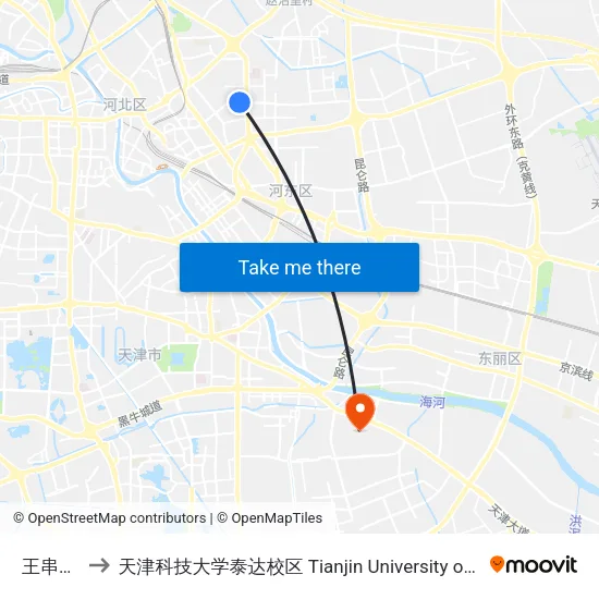王串场六号路 to 天津科技大学泰达校区 Tianjin University of Science and Technology (TEDA Campus) map
