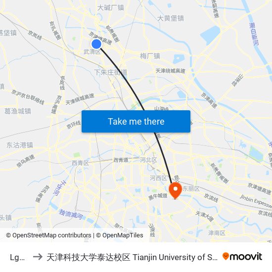 Lg化学厂 to 天津科技大学泰达校区 Tianjin University of Science and Technology (TEDA Campus) map