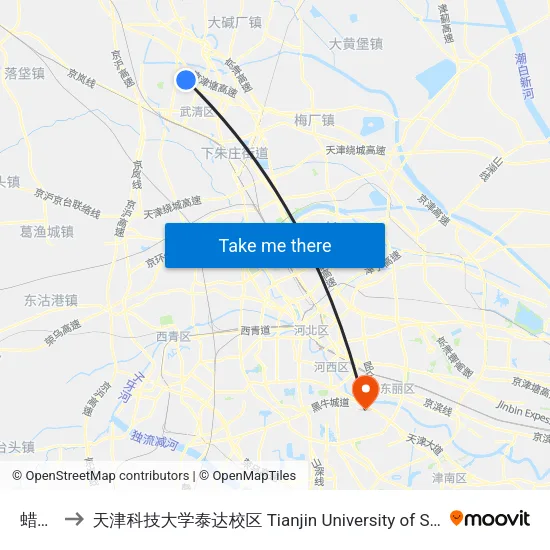 蜡笔小新 to 天津科技大学泰达校区 Tianjin University of Science and Technology (TEDA Campus) map