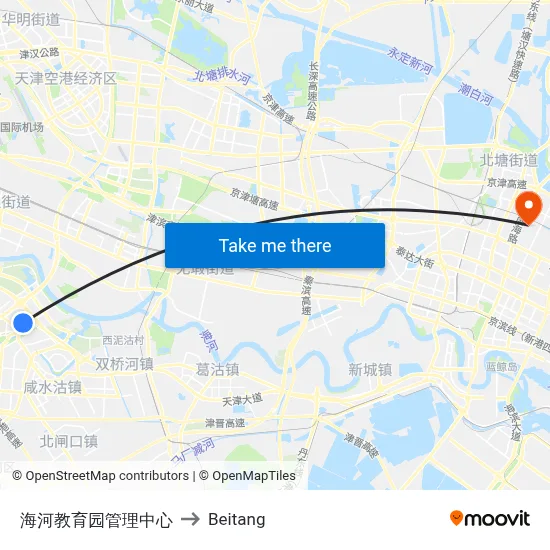 Haihe Education Park Management Center to Beitang map