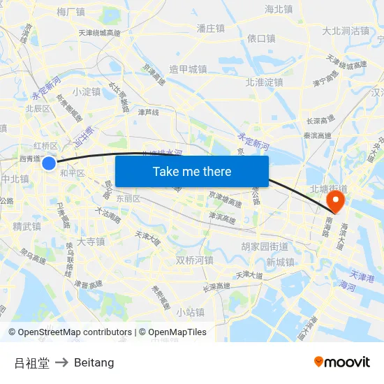 Luzutang to Beitang map