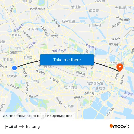 Rihua Lane to Beitang map