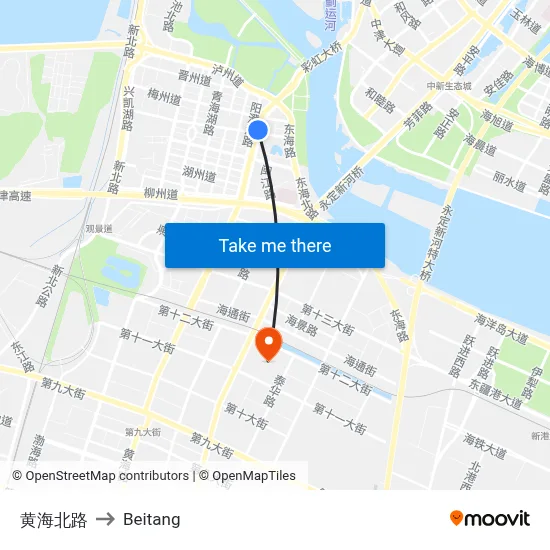 Huanghai North Road to Beitang map
