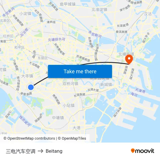 Sandian Auto Air Conditioning to Beitang map