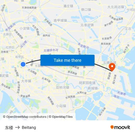 Donglou to Beitang map