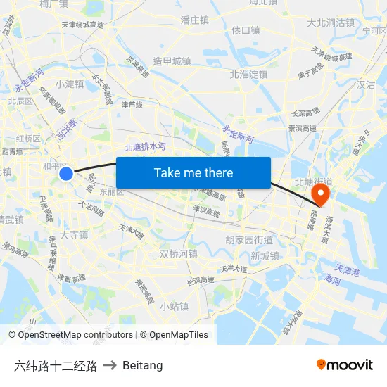 6th Latitude 12th Longitude Road to Beitang map