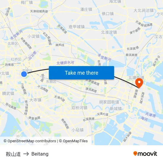 Anshan Road to Beitang map