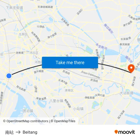 南站 to Beitang map