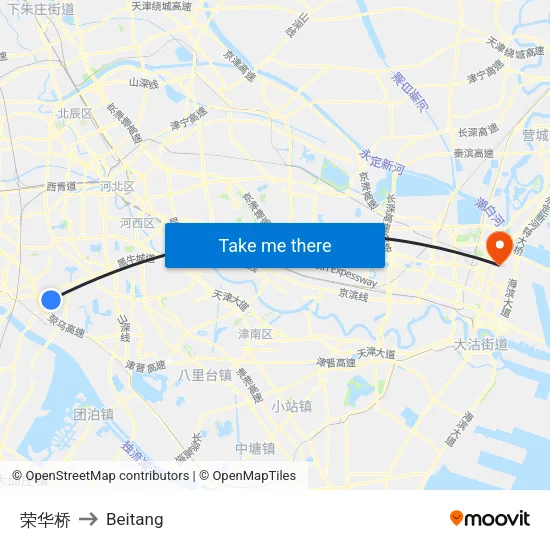 Ronghua Bridge to Beitang map