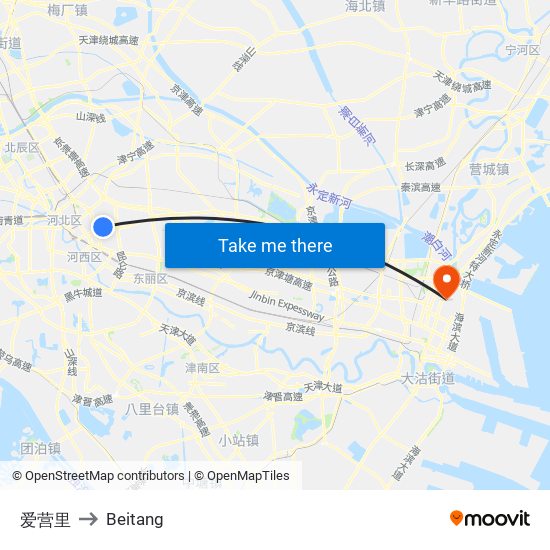 爱营里 to Beitang map