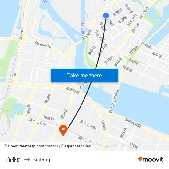 商业街 to Beitang map