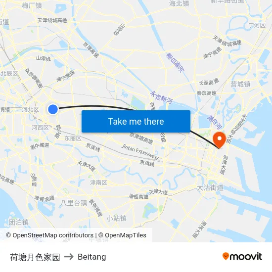 荷塘月色家园 to Beitang map
