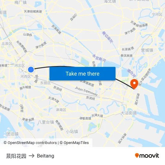 Chenyang Garden to Beitang map
