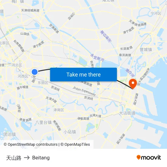 天山路 to Beitang map