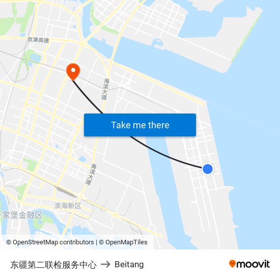 东疆第二联检服务中心 to Beitang map