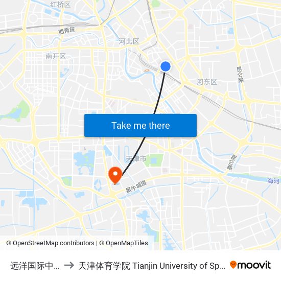 远洋国际中心 to 天津体育学院 Tianjin University of Sport map