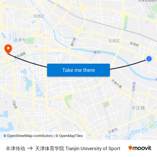 丰津传动 to 天津体育学院 Tianjin University of Sport map