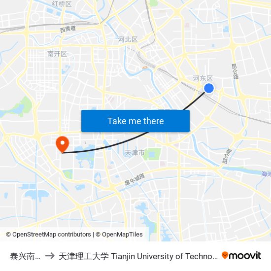 泰兴南路 to 天津理工大学 Tianjin University of Technology map