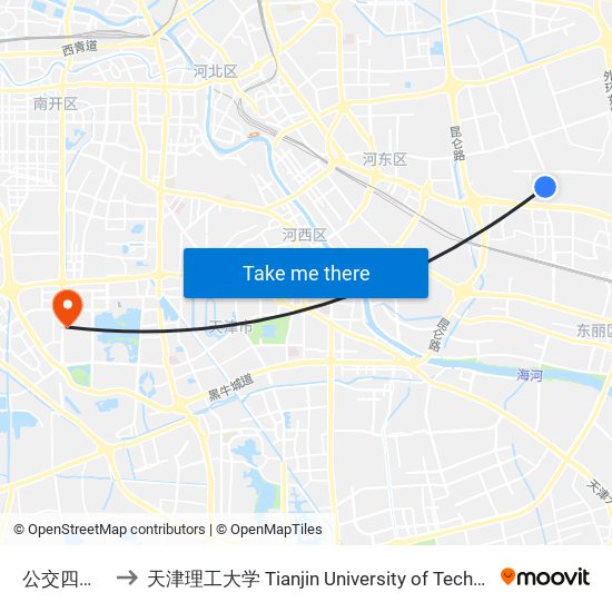 公交四公司 to 天津理工大学 Tianjin University of Technology map